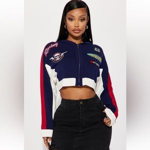 Fashion Nova FN Red White & Blue Moto Jacket